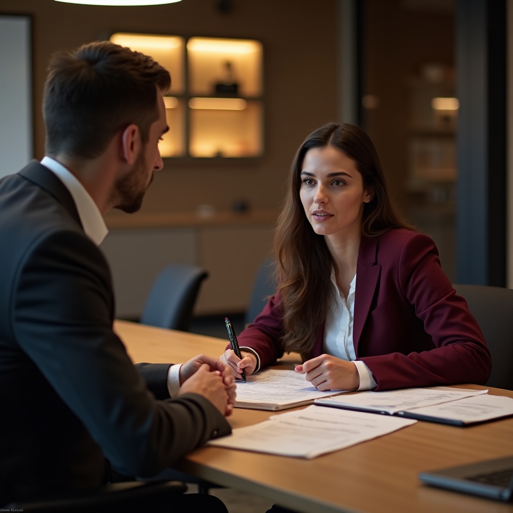 Consultant meeting with client