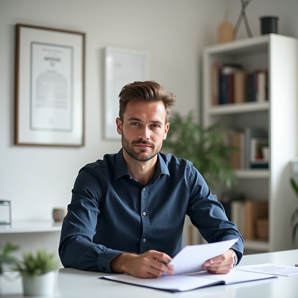 Independent consultant working in office