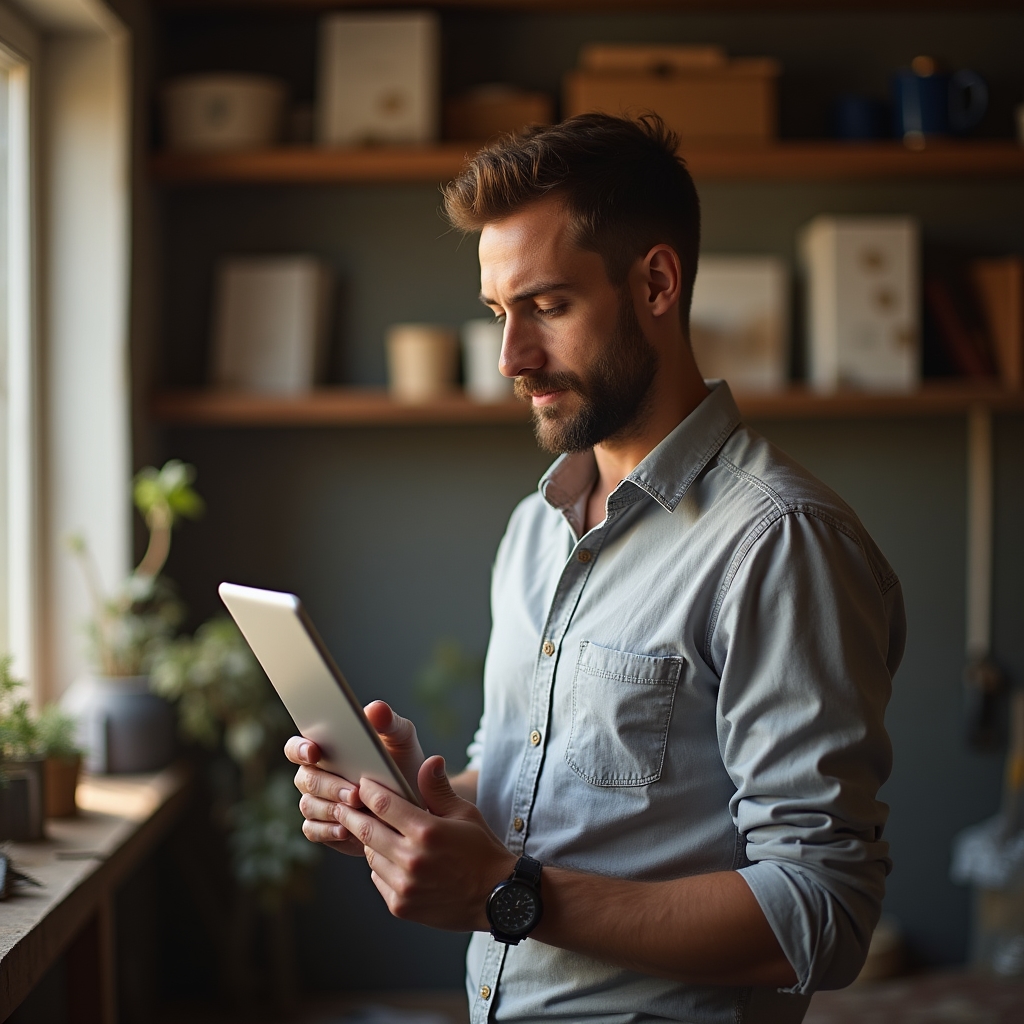 Small business owner at work